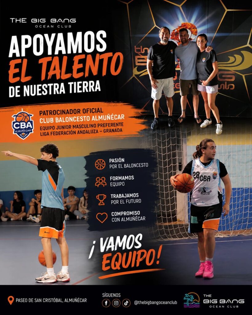 Big Bang Ocean Club patrocinador oficial del Club Baloncesto Almuñécar apoyando el talento deportivo local